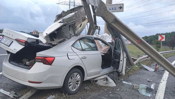 İstanbul Havalimanı yolunda hostesleri taşıyan araç bariyerlere ok gibi saplandı